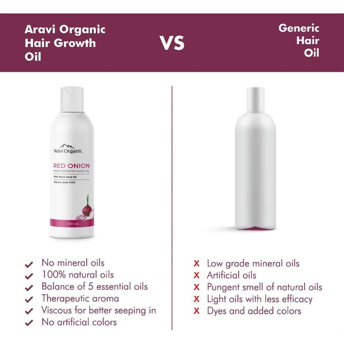 Aravi Organic Hair Growth Hair Oil with Onion Oil