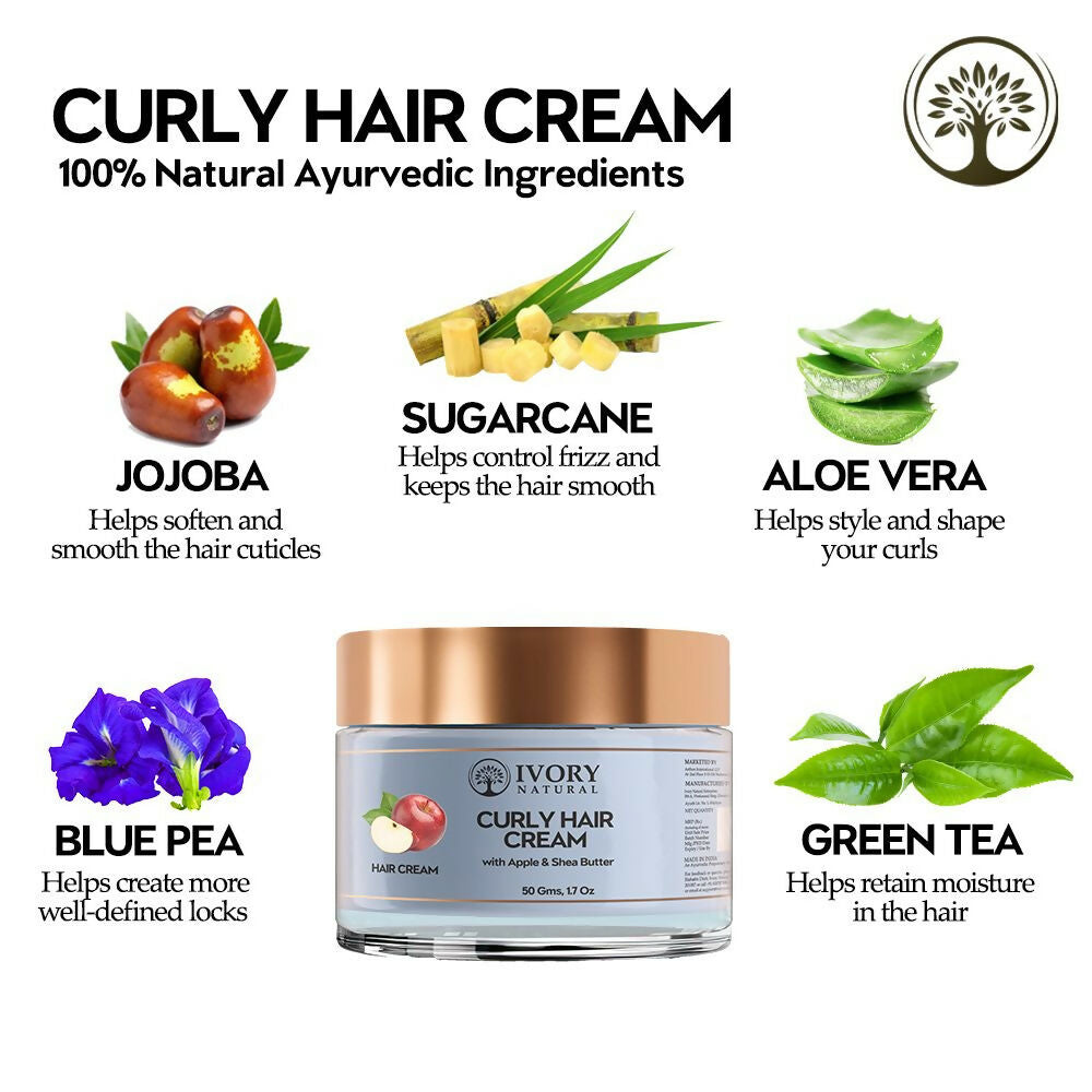 Ivory Natural Curly Hair Cream - Bouncy, Shiny, Humidity-Resistant Curls Hair