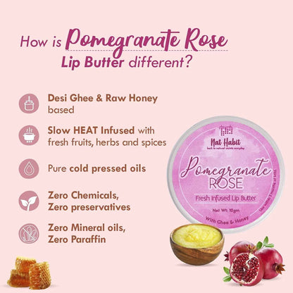 Nat Habit Pomegranate Rose Lip Butter With Ghee And Honey