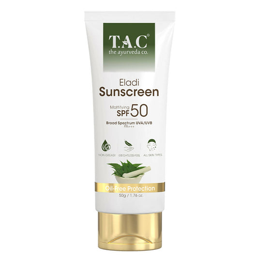 TAC - The Ayurveda Co. Eladi Sunscreen, Matifying SPF 50 & PA+++, for Women & Men - BUDEN