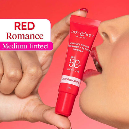 Dot & Key Barrier Repair Ceramide & Peptide SPF 50 Lip Balm - Red Romance