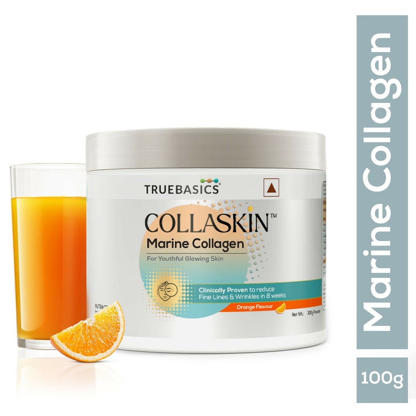 TrueBasics CollaSkin, Marine Collagen Peptides for Youthful Glowing Skin - Orange