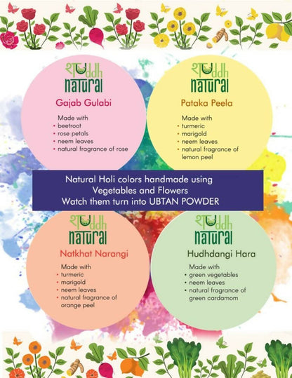 Shuddh Natural Ubtan Based Herbal Gulal | Ayurvedic Thandai Powder |Kashmiri Kahwa| Holi Gift Hamper
