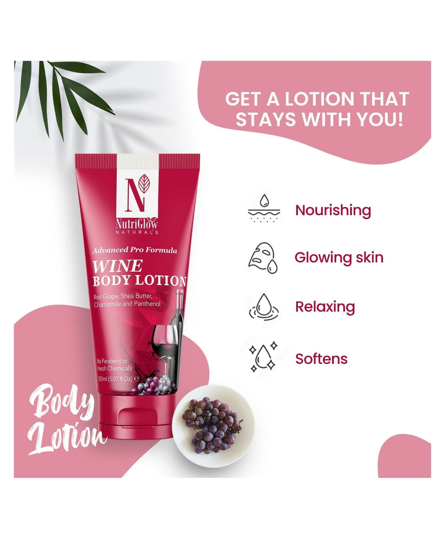 NutriGlow NATURAL'S Advanced Pro Formula Wine Body Lotion