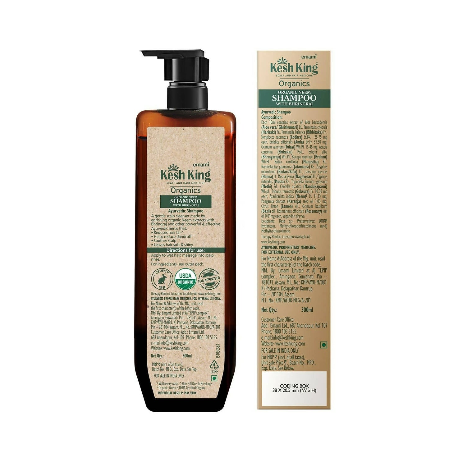 Kesh King Organics - Organic Neem Shampoo With Bhringraj