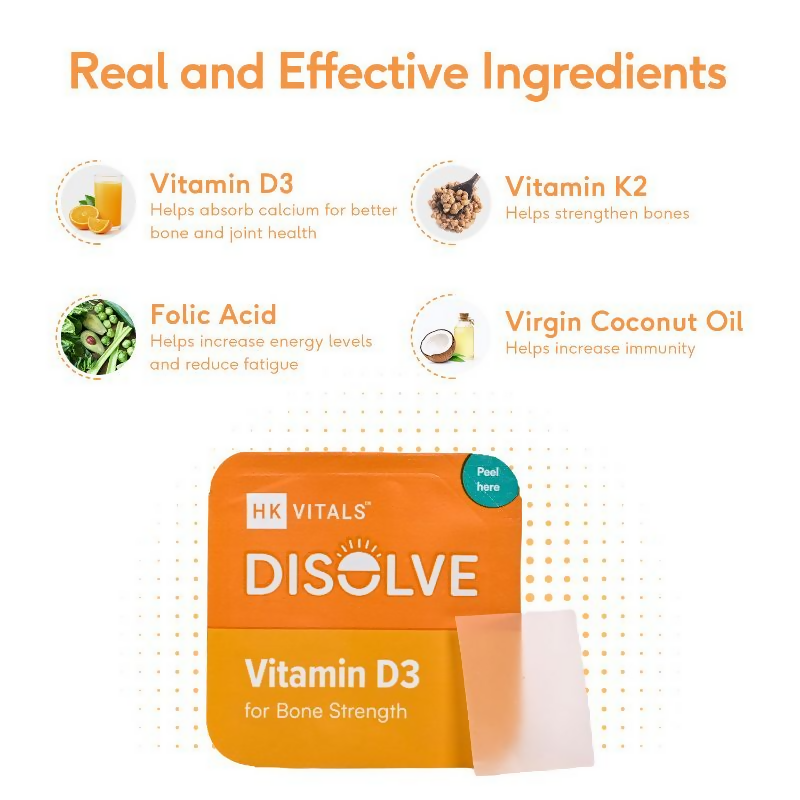HK Vitals Disolve Vitamin D3 Strips - Raspberry Flavour