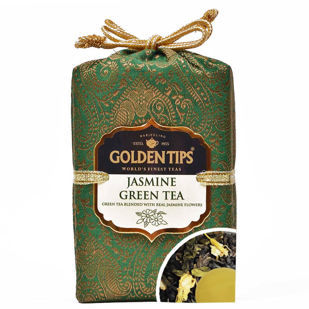Golden Tips Jasmine Green Tea - Royal Brocade Cloth Bag - BUDNE