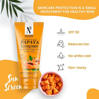 NutriGlow NATURAL'S Advanced Pro Formula Papaya Sunscreen SPF 50 PA+++