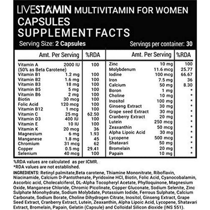 Livestamin Multivitamins & Minerals For Women Capsules