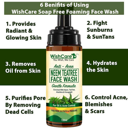 Wishcare Anti Acne Neem TeaTree Foaming Face Wash