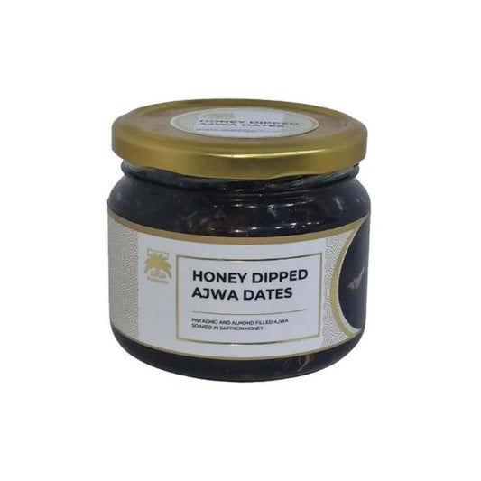 Ajfan Almond and Pistachio Stuffed Ajwa Dates Dipped in Saffron Honey