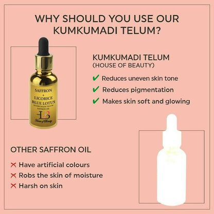 House of Beauty Kumkumadi Telum (Saffron Oil), Saffron Night Serum Facial Oil