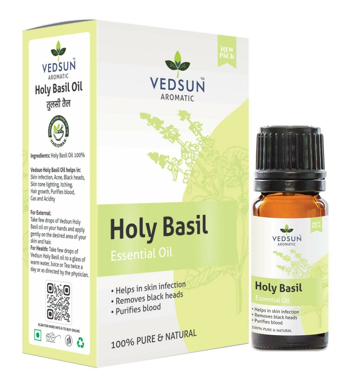 Vedsun Naturals Tulsi/Holy Basil Oil Pure & Organic for Skin - usa canada australia