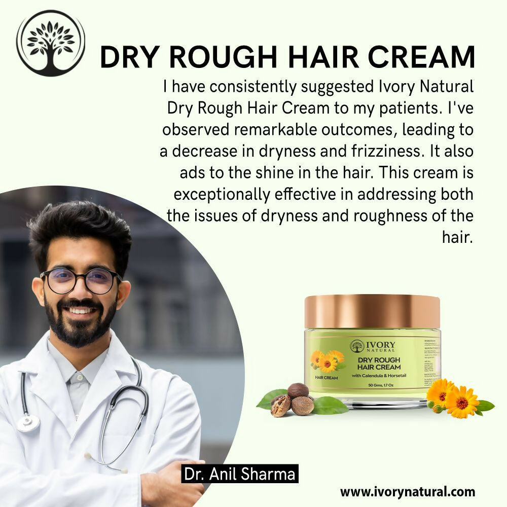 Ivory Natural Dry Frizzy Hair Cream - Detangles Hair, Manages Frizz And Scalp Dryness