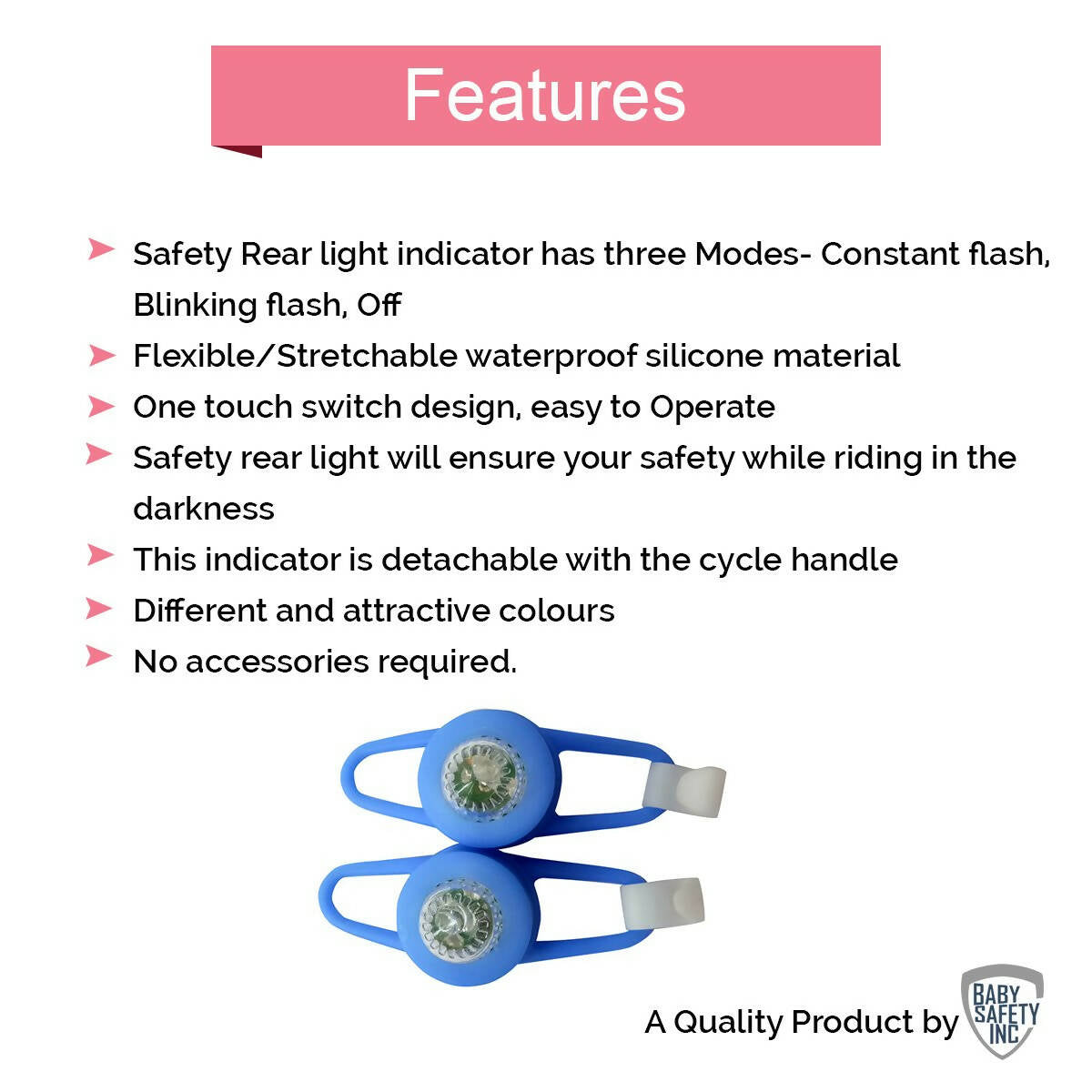 Safe-O-Kid Bicycle/Baby Stroller Led Light With Sos Signal Light Complete Front & Rear Road Safety - Blue