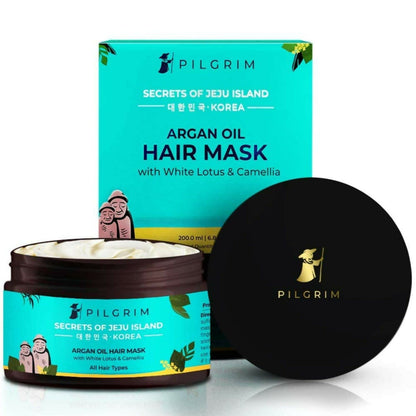 Pilgrim Korean Argan Oil Hair Mask For Dry & Frizzy Hair With White Lotus And Camellia