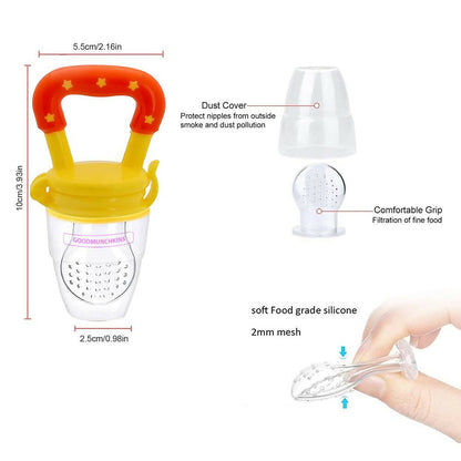 Goodmunchkins Stainless Steel Feeding Bottle, Food Feeder & Fruit Feeder Combo for Baby-(White-Green, 220ml)