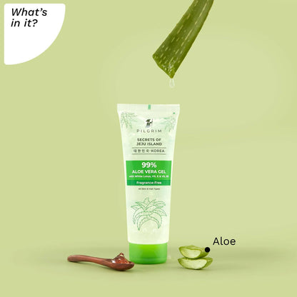 Pilgrim Korean 99% Pure Aloe Vera Gel with Vitamin E & Vitamin B5, Hydrates & Soothes Skin - Korean Skin Care