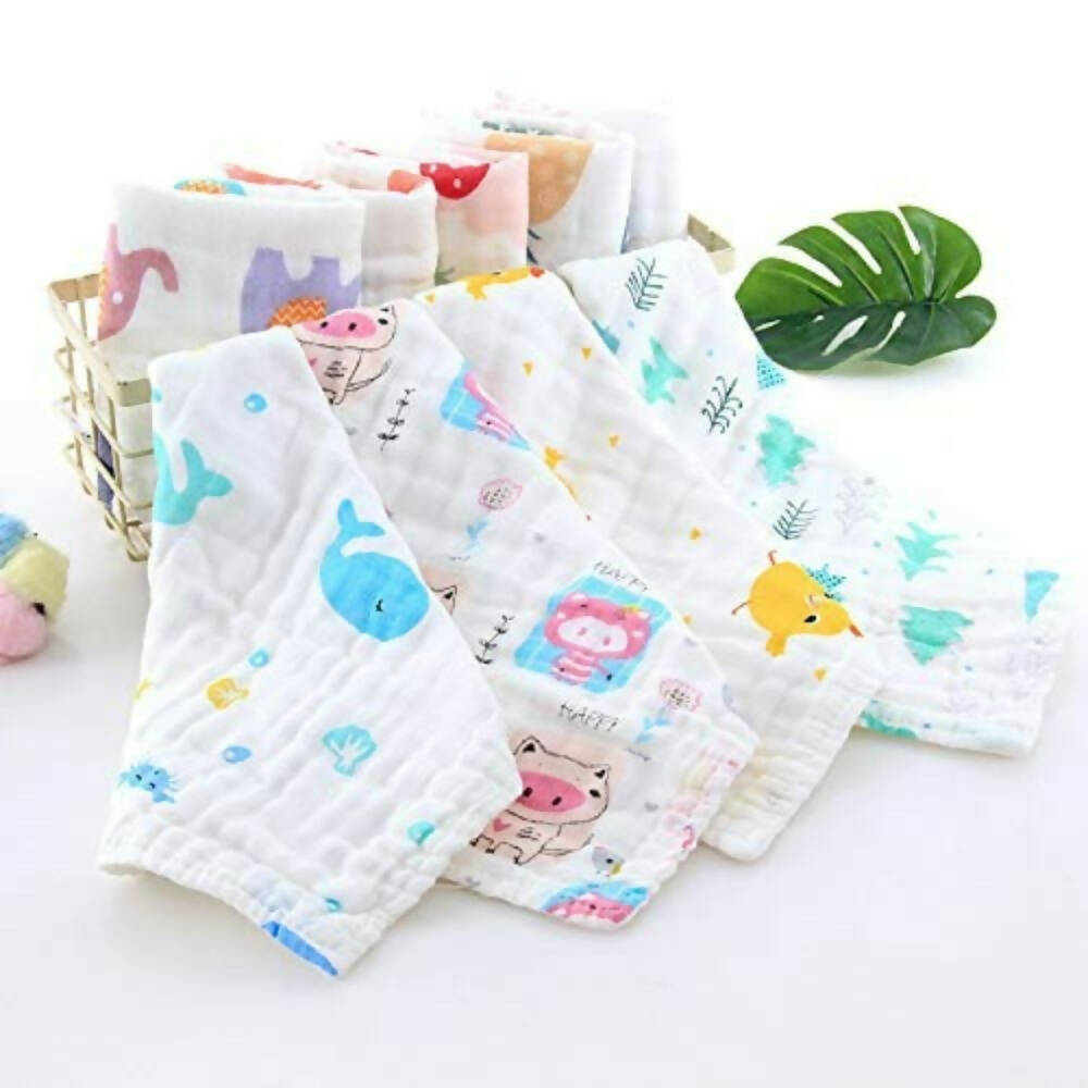 Mom Care Muslin Cotton Face Towels Set Of 5