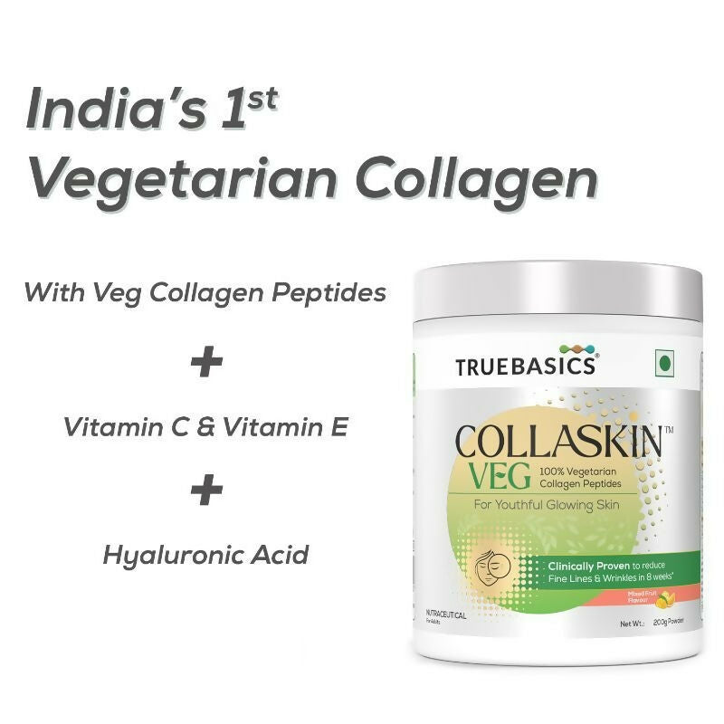 TrueBasics Collaskin Mixed Fruit Flavour 100% Vegetarian Collagen Peptides