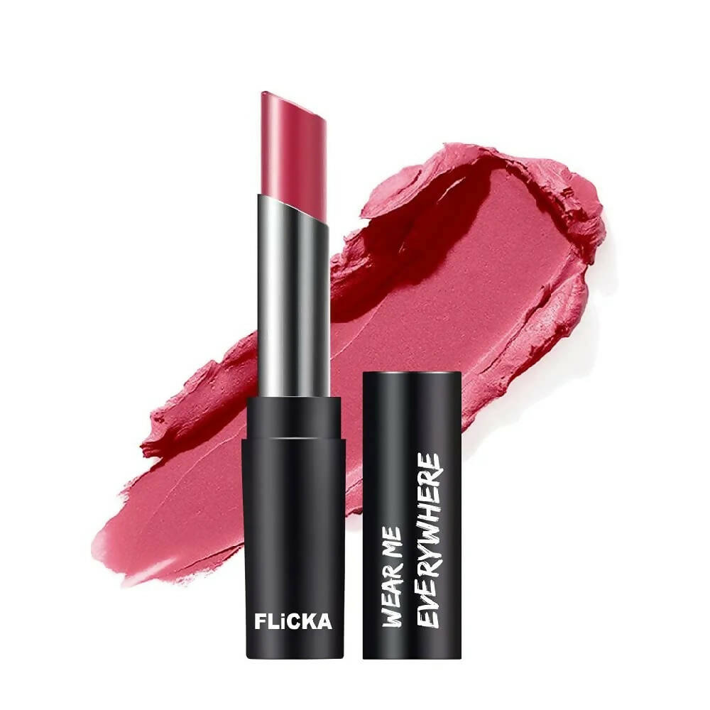 FLiCKA Wear Me Everywhere Creamy Matte Lipstick Fan Of The Tan - Pink - BUDNE