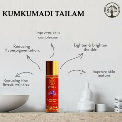 Ivory Natural Kumkumadi Tailam Face Oil - Saffron And Lotus Essence For Skin Revitalization