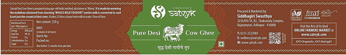 Siddhagiri's Satvyk Organic Pure Desi Cow Ghee