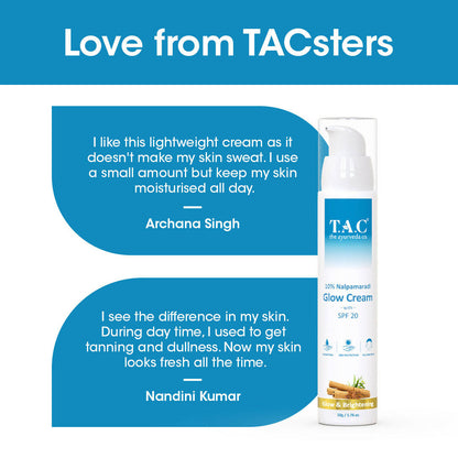 TAC - The Ayurveda Co. 10% Nalpamaradi Glow Cream with SPF 20, Skin Brightening and Detan for Women & Men