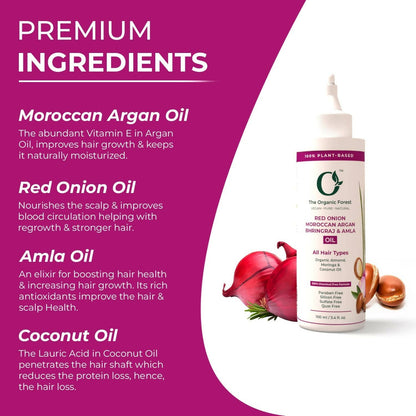 The Organic Forest Red Onion, Moroccan Argan, Bhringraj & Amla Hair Oil