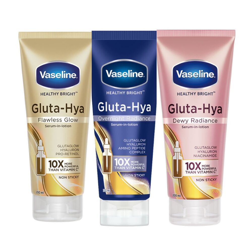 Vaseline Gluta Hya Serum-in-Lotion - Dewy Radiance, Overnight Radiance & Flawless Glow Combo -  buy in usa 