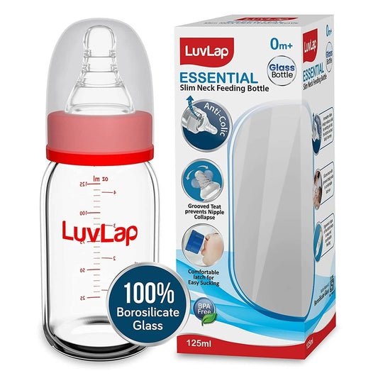 LuvLap Essential Slim Neck Glass Feeding Bottle -  USA, Australia, Canada 