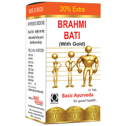 Basic Ayurveda Brahmi Bati With Gold 12 Tablets