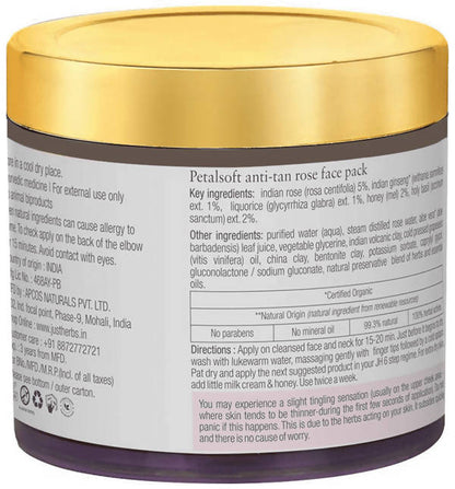 Just Herbs Petalsoft Anti-Tan Rose Face Pack