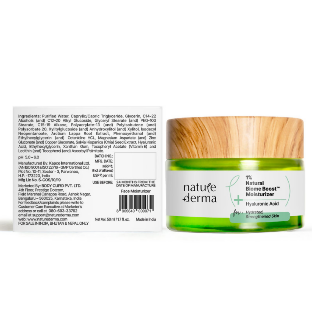 Nature Derma 1% Natural Biome-Boost Moisturizer With Hyaluronic Acid