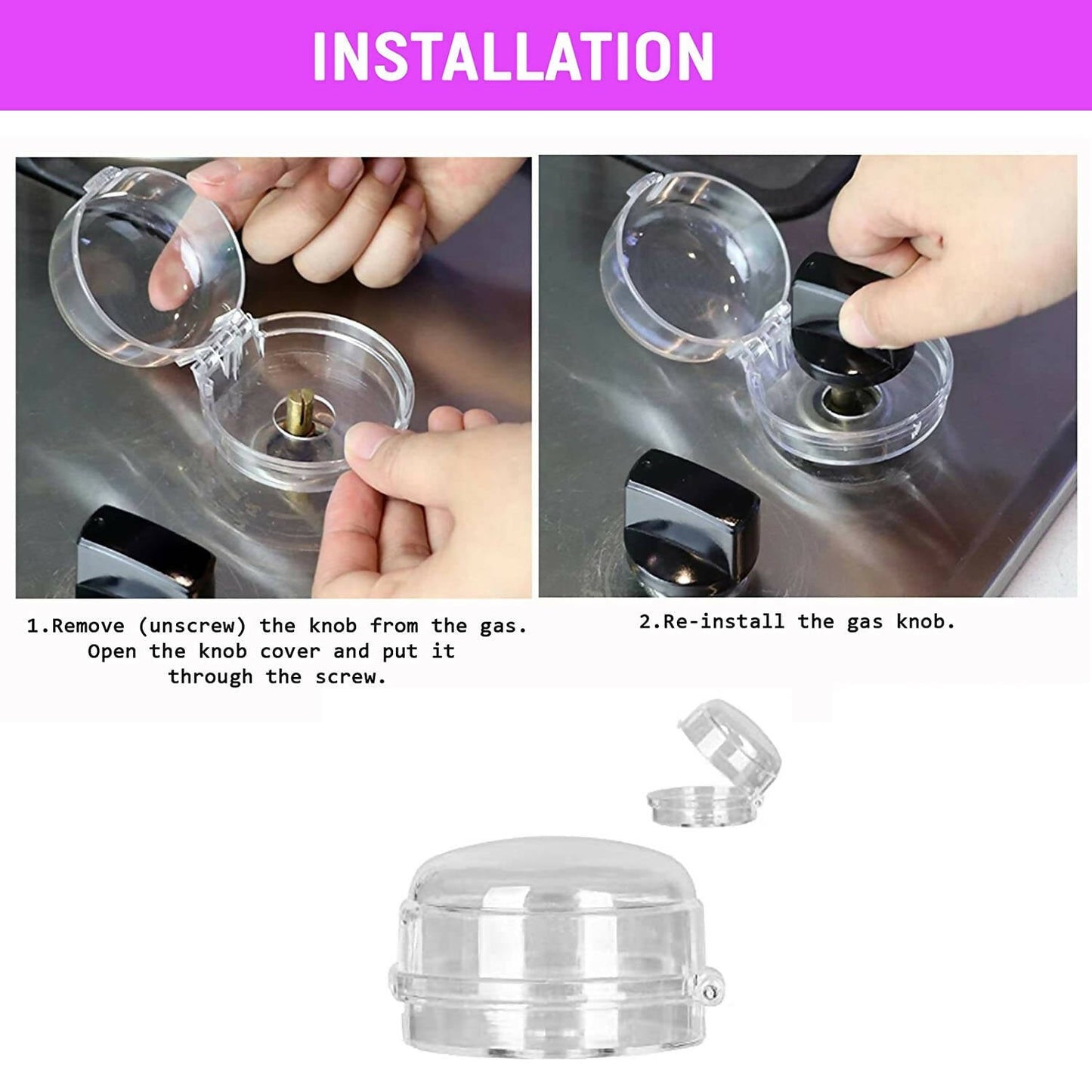 Safe-O-Kid Gas Stove Knobs Transparent Guards for Indoor Baby Safety Set of 2 Pcs