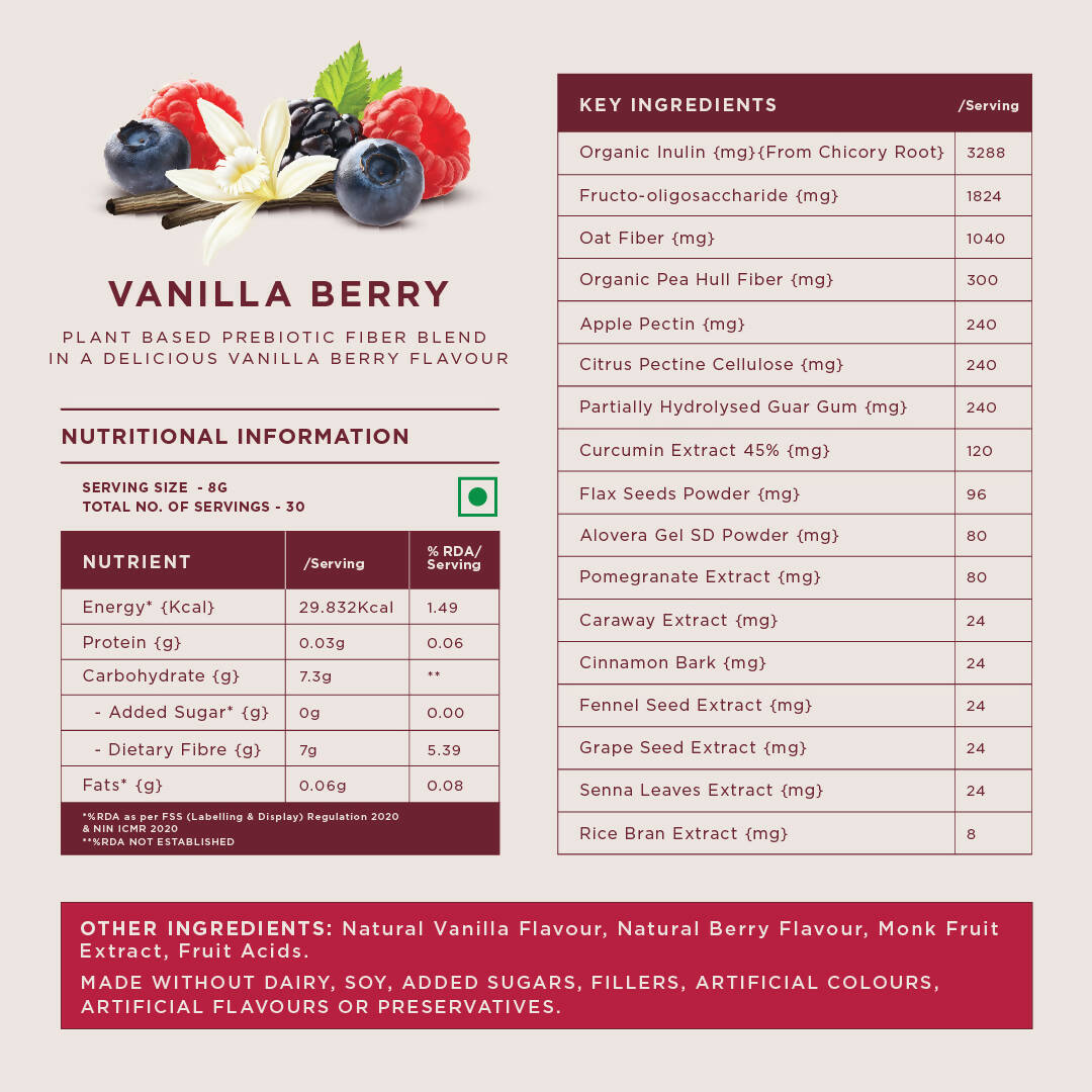 Wellbeing Nutrition Daily Fiber Powder-Vanilla Berry Flavor