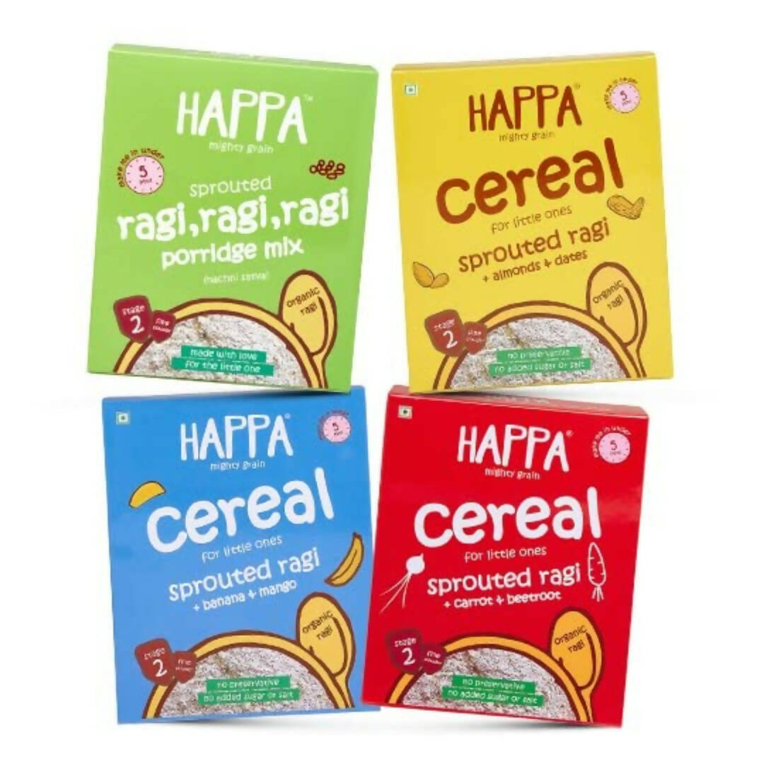 Happa Organic Baby Food, All Porridge Combo, 6 Months -  USA, Australia, Canada 