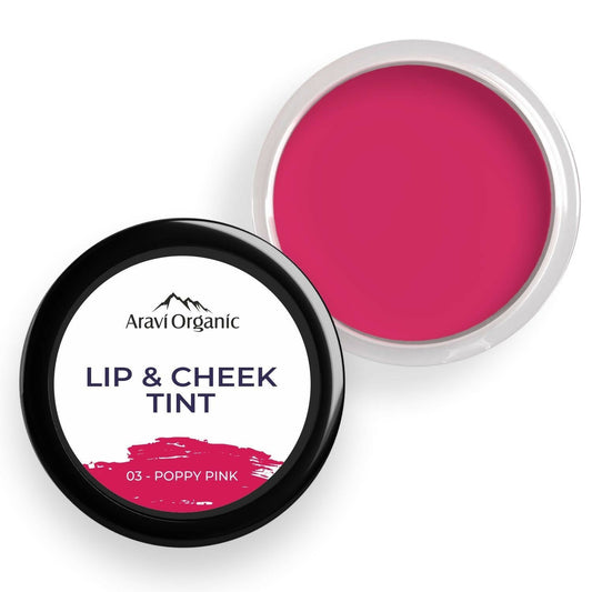 Aravi Organic Everyday Vegan Lip and Cheek Tint Balm Lip Tint - Poppy Pink - BUDNE