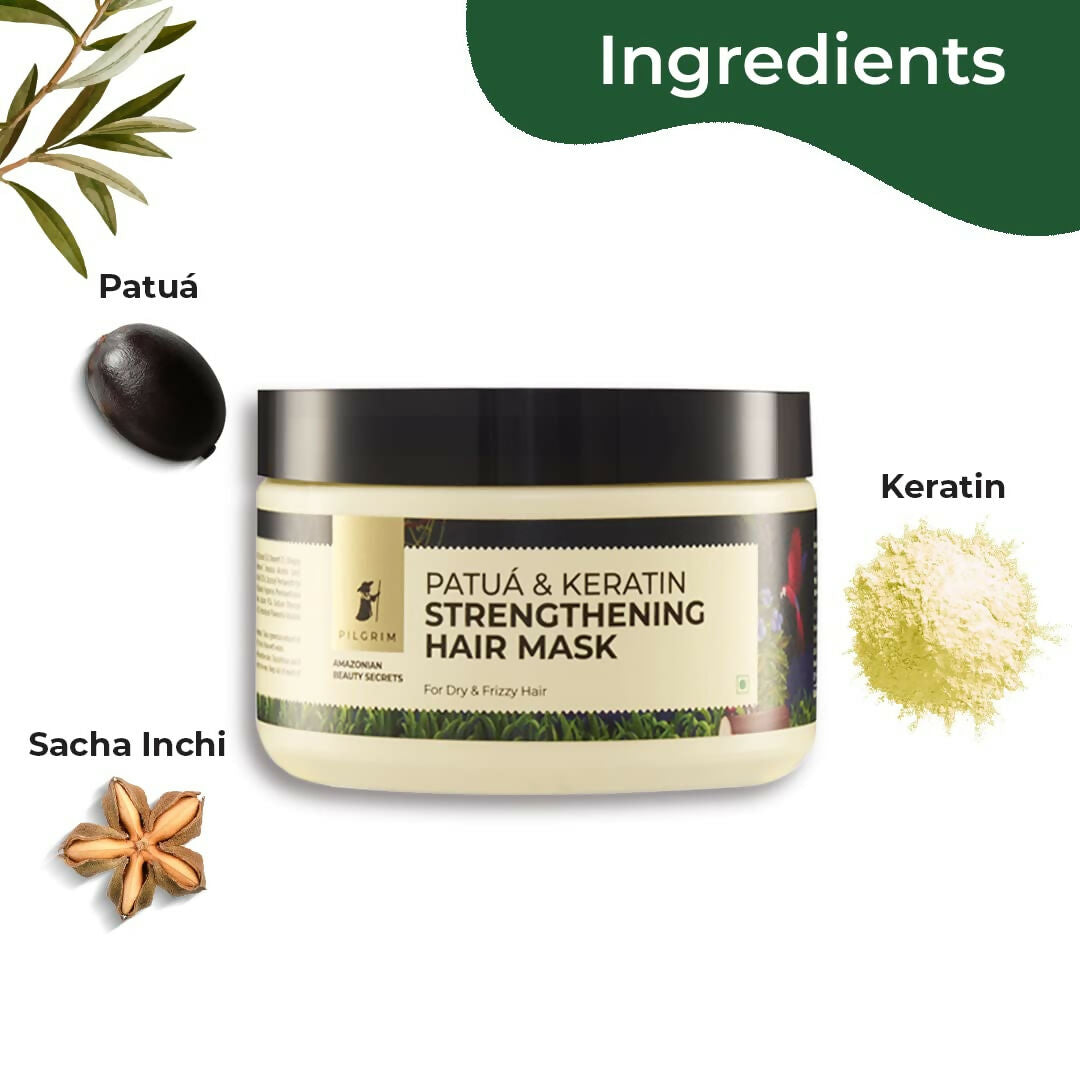 Pilgrim Amazonian Patua & Keratin Strengthening Hair Mask For Dry & Frizzy Hair With Sacha Inchi