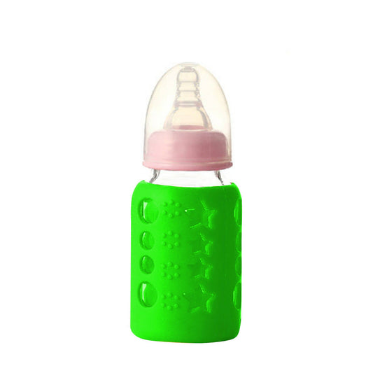 Safe-O-Kid Silicone Baby Feeding Bottle Cover Cum Sleeve for Insulated Protection 120mL- Green -  USA, Australia, Canada 
