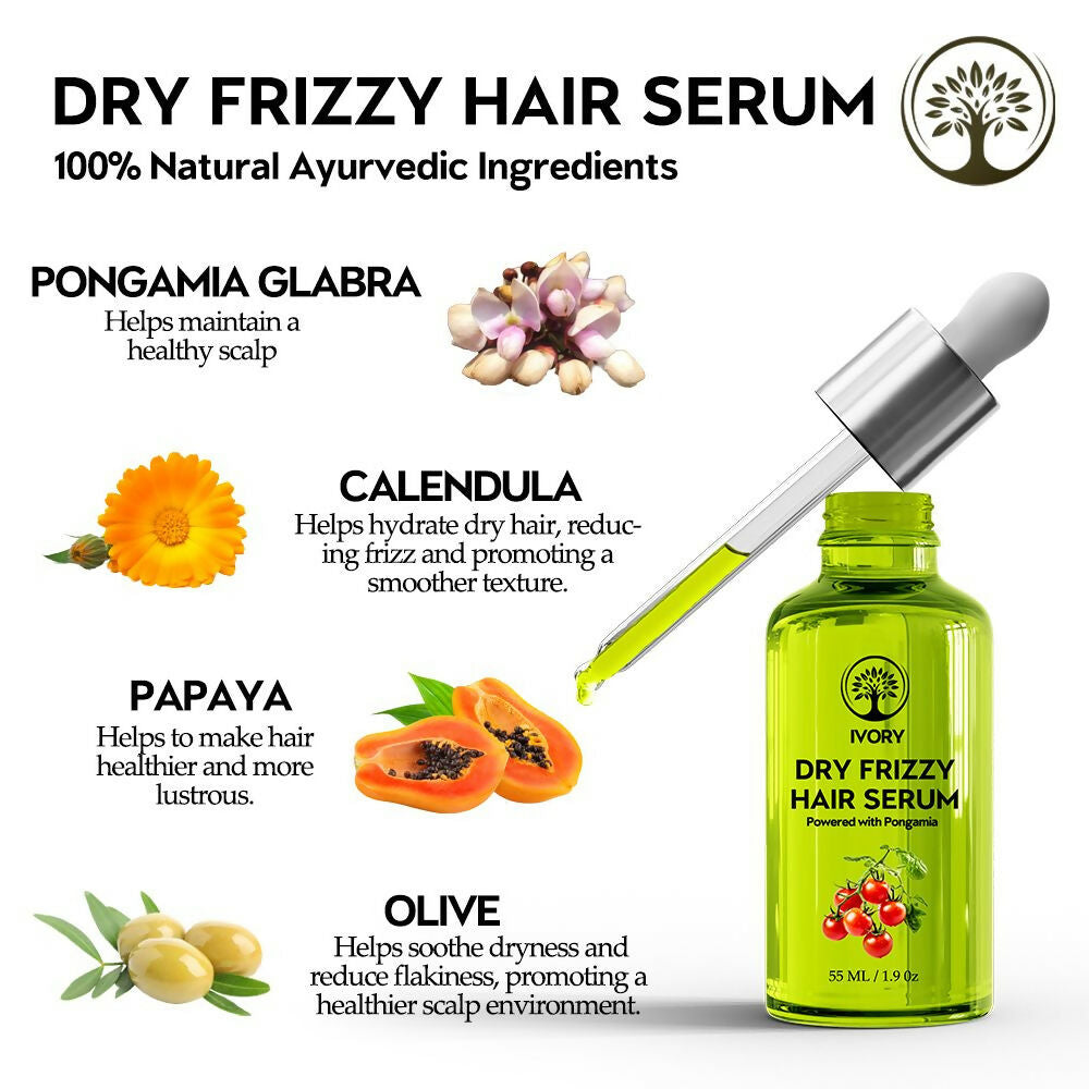 Ivory Natural Dry Frizzy Hair Serum Moisturizes Dry Strands, Detangles Hair