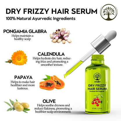 Ivory Natural Dry Frizzy Hair Serum Moisturizes Dry Strands, Detangles Hair