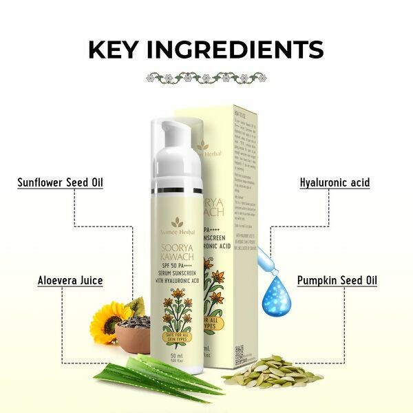 Avimee Herbal Soorya Kawach SPF 50 PA++++ Hyaluronic Acid Serum Sunscreen