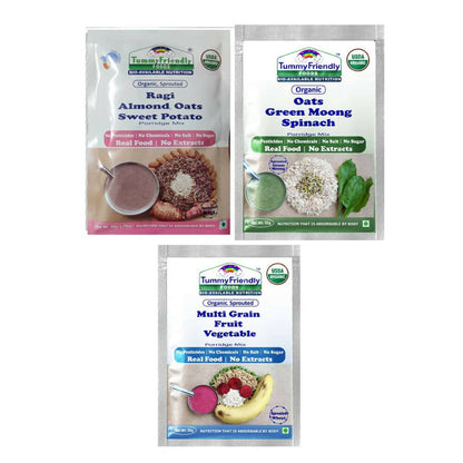 TummyFriendly Foods Stage3 Porridge Mixes Trial Packs - Ragi, Oats, MultiGrain Organic Baby Food for 8 Months Old Baby -  USA, Australia, Canada 