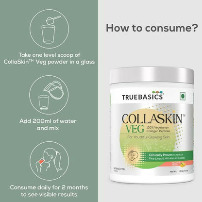 TrueBasics Collaskin Mixed Fruit Flavour 100% Vegetarian Collagen Peptides