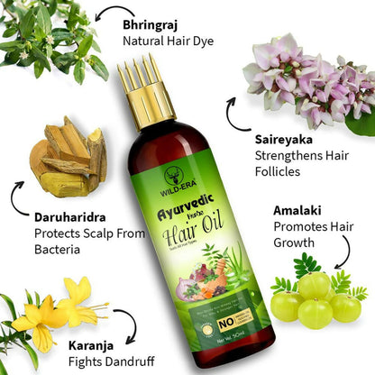 Wildera Bringha Ayurvedic Hair Oil, Hair Fall Control and Hair Growth with Bringharaj Oil