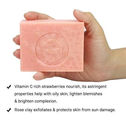 Soulflower Handmade Pink Strawberry Skin Soap