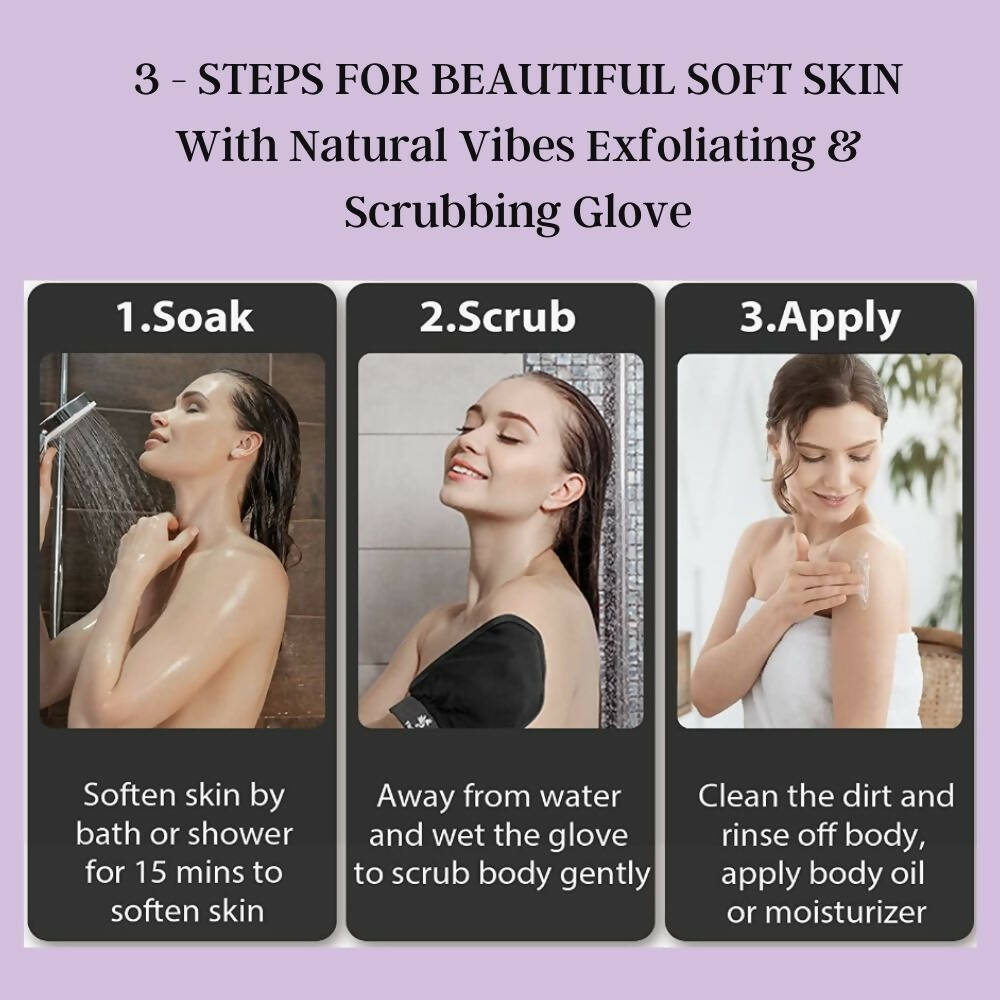 Natural Vibes Deep Cleanse & Exfoliating Routine - Shower Gel Body Wash & Scrubbing Glove