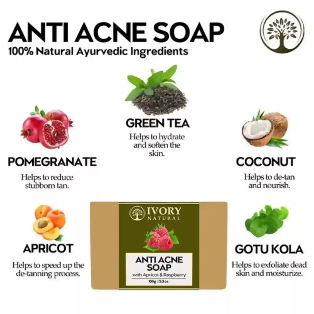 Ivory Natural Anti Acne Soap - Restore Radiance & Nourish Skin For Both Men & Women