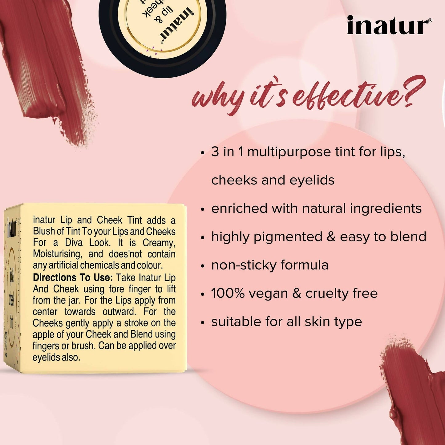 Inatur Lip and Cheek Tint Rose Berry